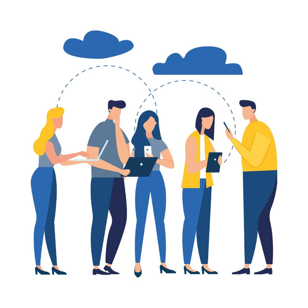 Graphic of Professional People on their Devices